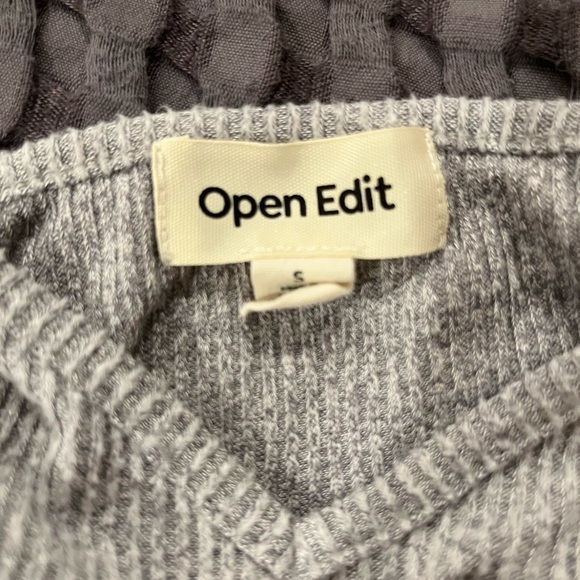 Open Edit Gray Ribbed Crop Top - Picture 5 of 5